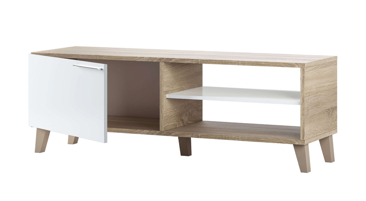 Modern Design White and Oak Effect TV Cabinet