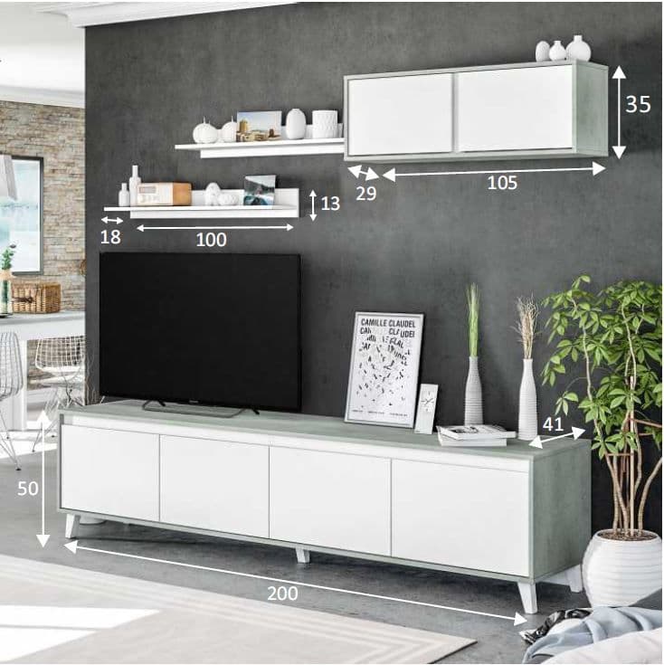 Modern Grey and White TV Cabinet Collection