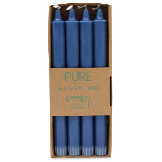 Pure Natural Wax Dinner Candle ( Pack of 4 ) - Blue
