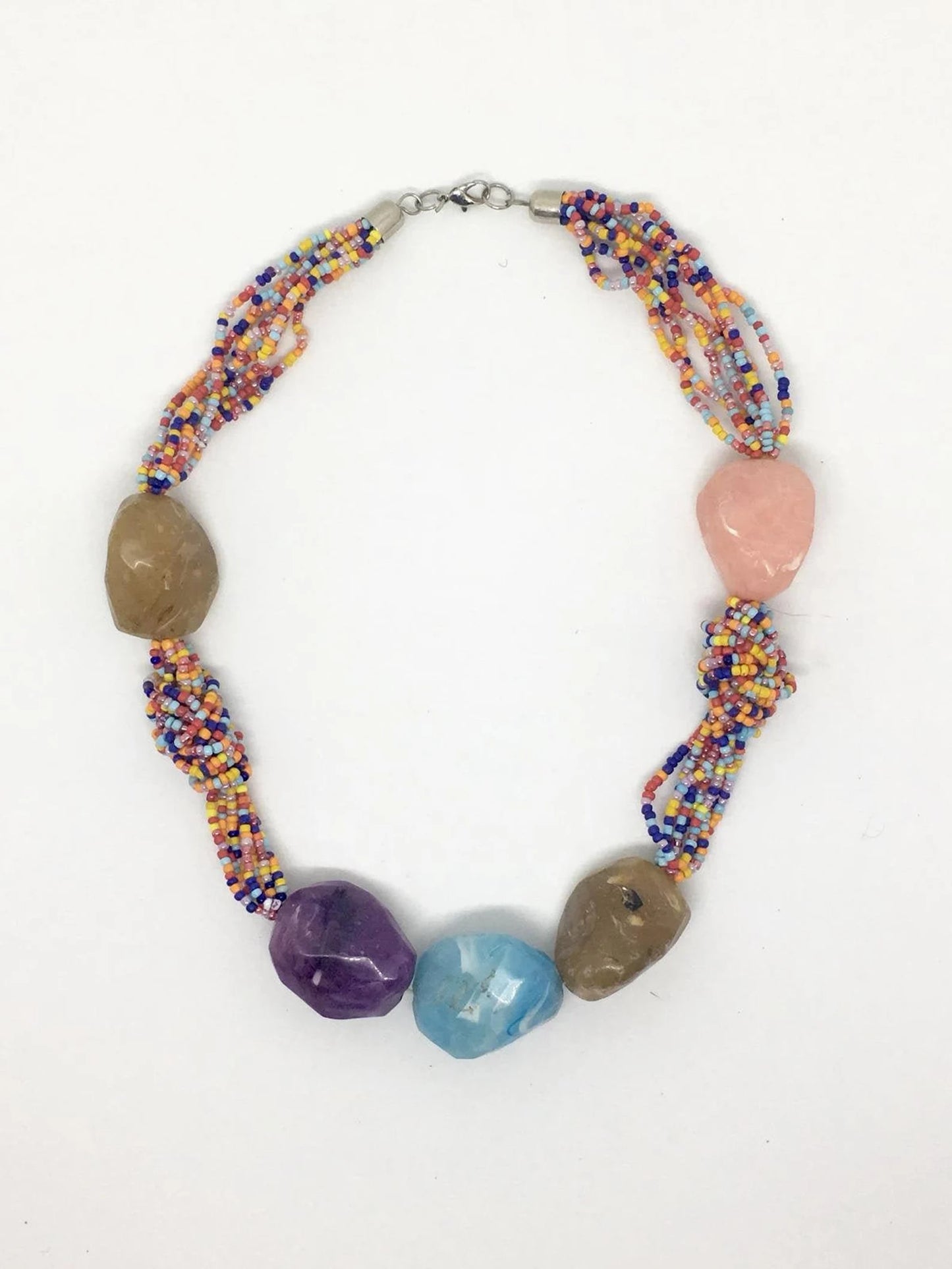 Handmade Stones Rainbow Statement Necklace
