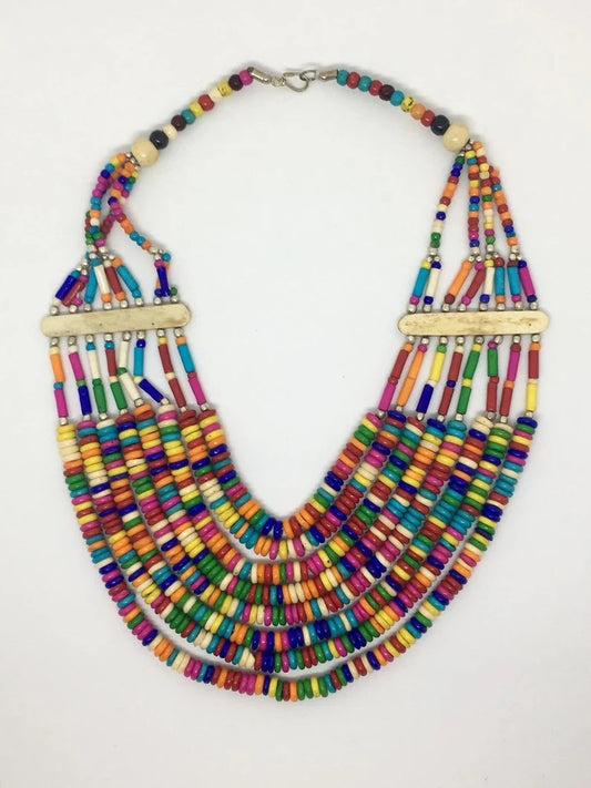 Handmade Beads Rainbow Statement Necklace