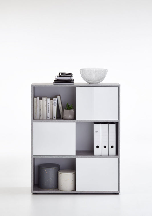 Concrete Grey and White Short Bookcase