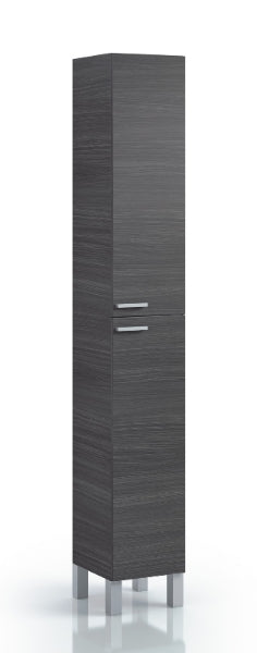Tall Narrow Grey Bathroom Cupboard Oak