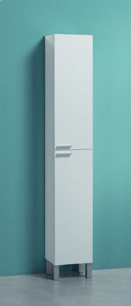 Tall Narrow Mild White Gloss Bathroom Cupboard