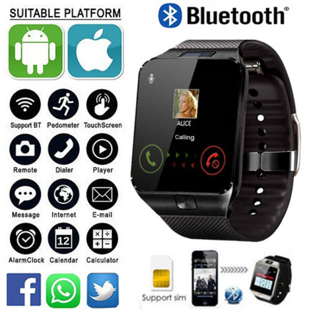 Bluetooth Smart Watch DZ09 Wearable Wrist Phone Watch Relogio 2G SIM TF Card For Iphone Samsung Android Smartphone Smartwatch