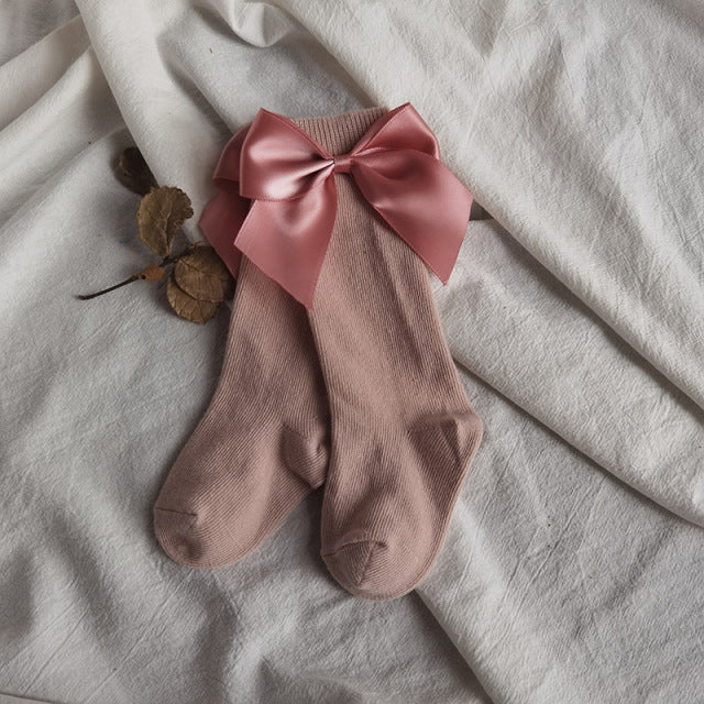 Baby Girls Socks Autumn Toddler Big Bow Knee High Long Soft Cute Kids Christmas Sock Cotton Red Newborn Socken For 0-5 Years