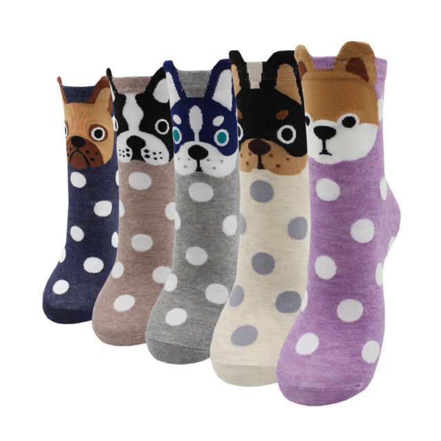 5 Pairs Fashion Colorful Kawaii Cute Cartoon Cotton Women Socks Harajuku Korean Cat Dog Owl Duck Fox Girl Socks