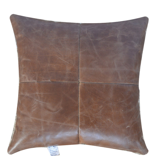 Square Buffalo Hide Leather Scatter Cushion