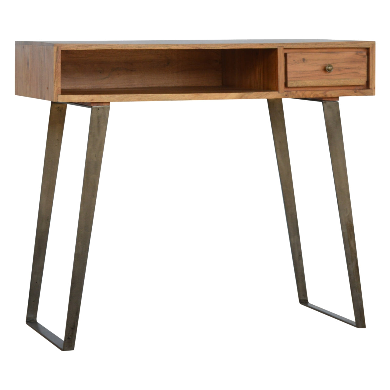 Solid Wood Writing Desk With Iron Legs