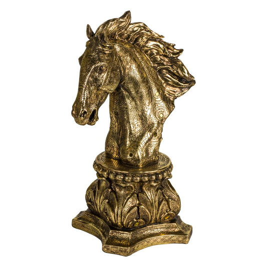 Antiqued Gold Brushed Horse Head Figurine Home Decoration