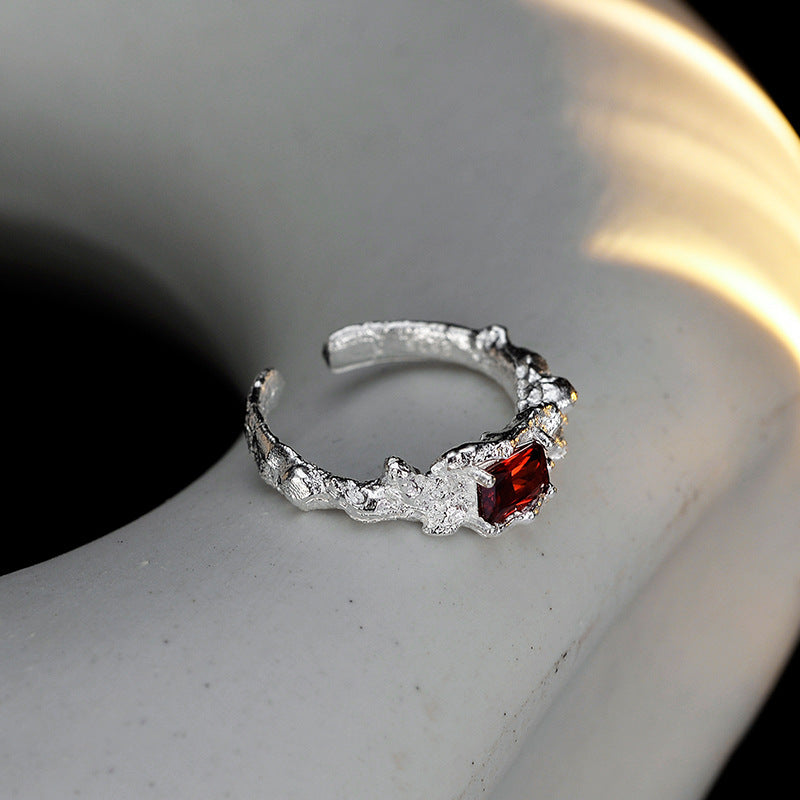 Wrinkle Red Sterling Silver Ring