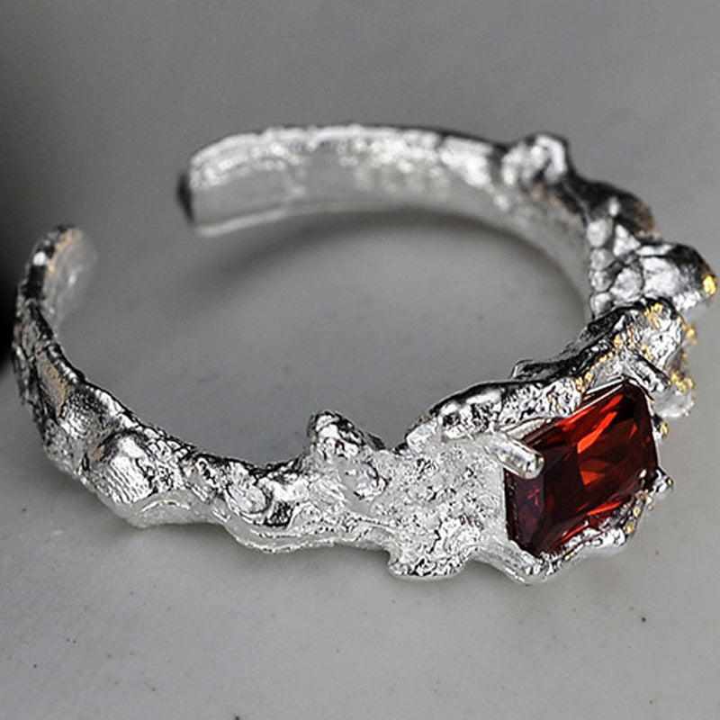 Wrinkle Red Sterling Silver Ring