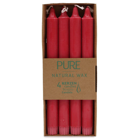 Pure Natural Wax Dinner Candle ( Pack of 4 ) - Red