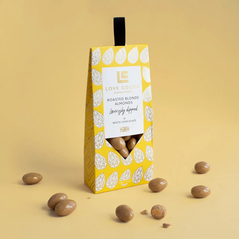 Love Cocoa Roasted Blonde Almonds in White Chocolate (100g)