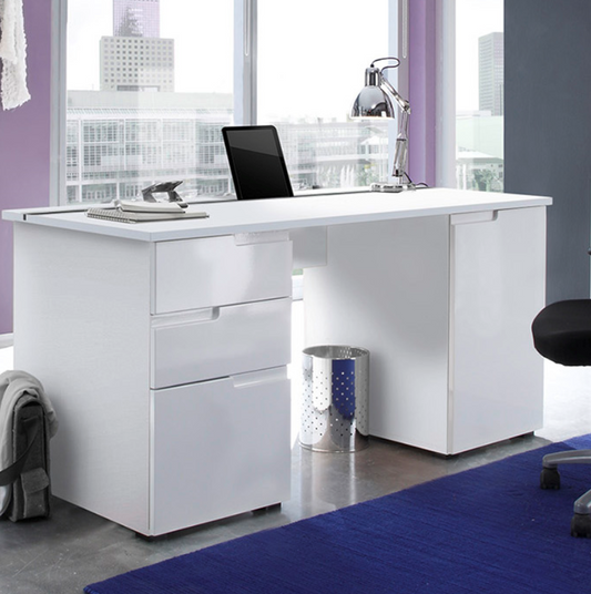 Large White Gloss Computer Desk