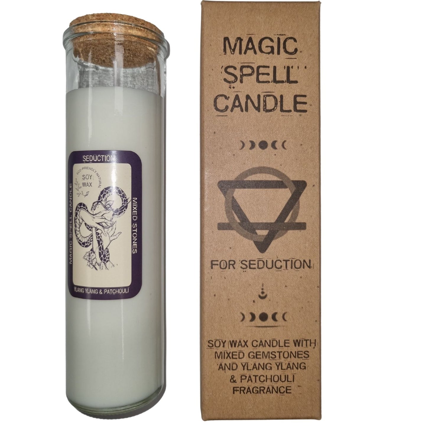 Magic Spell Candle - Seduction - Ylang and Patchouli - Mixed Stones