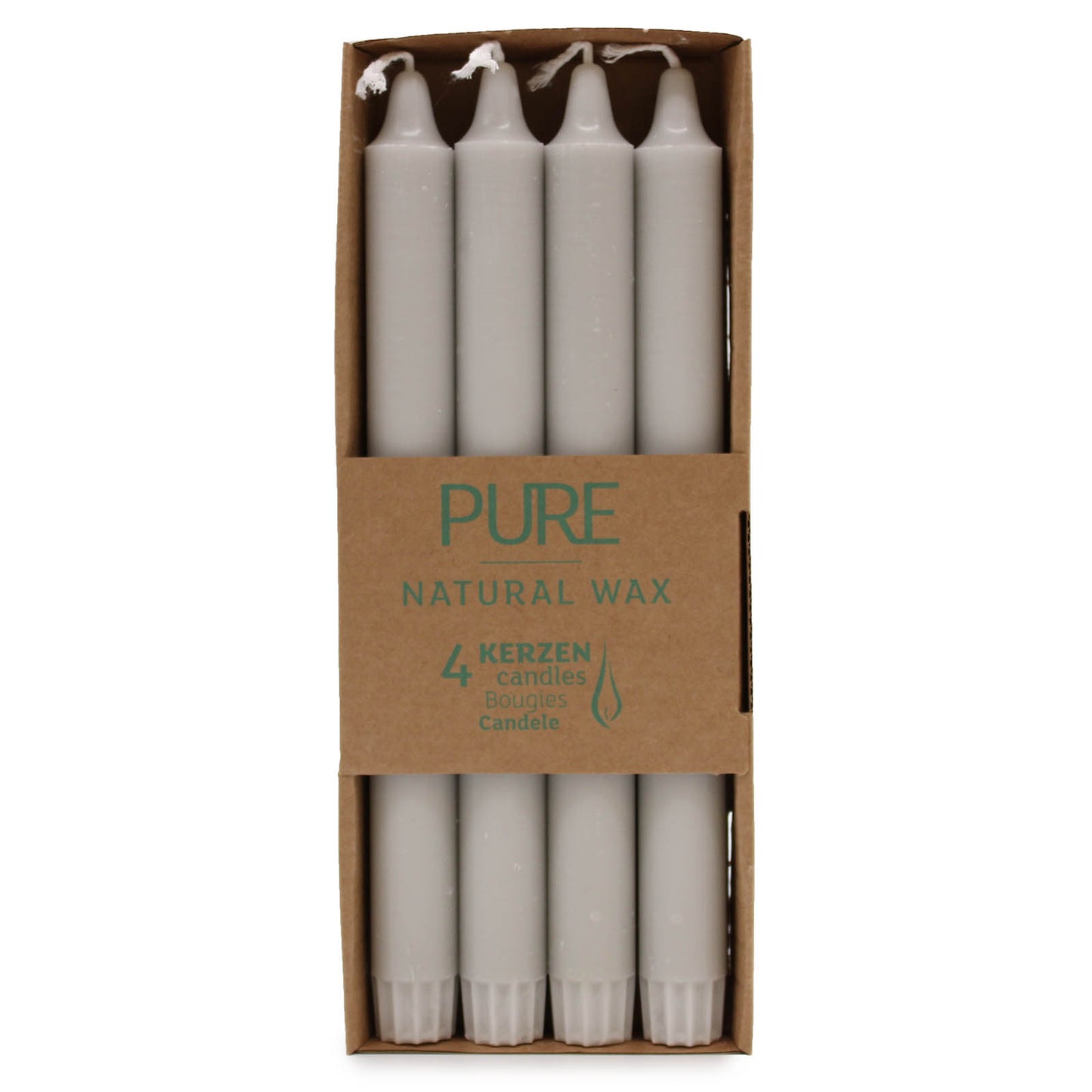 Pure Natural Wax Dinner Candle ( Pack of 4 ) - Silver Grey