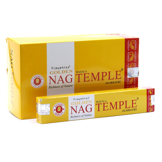 15g Golden Nag Champa Incense Sticks- Temple Incense