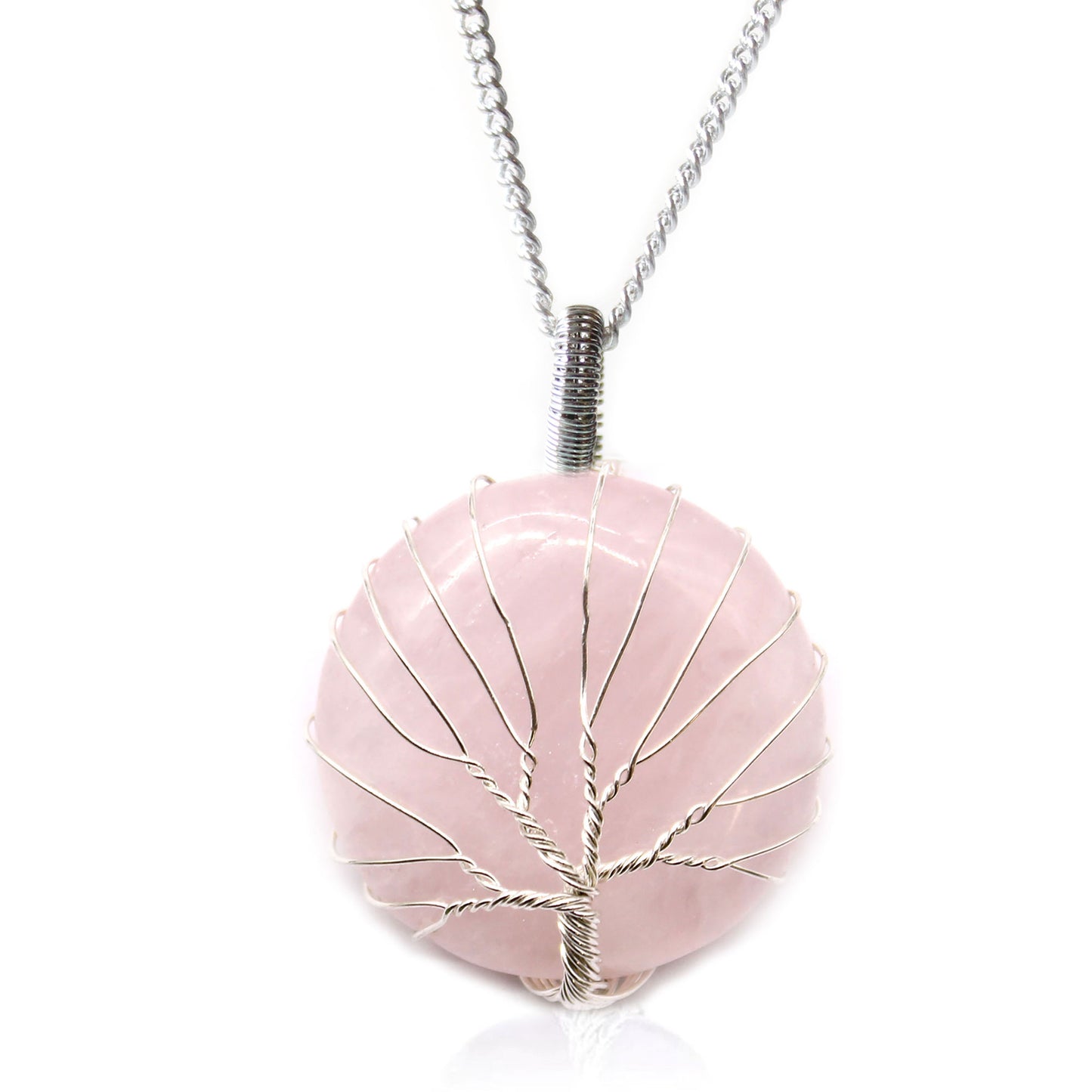 Tree of Life Gemstone Necklace - Rose Quartz