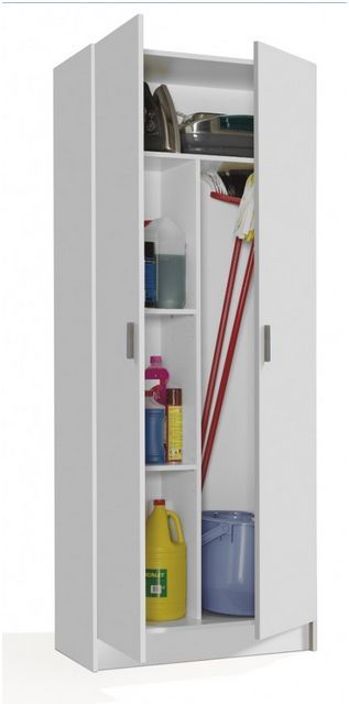 Utility Multi Purpose White 2 Door Storage Broom Cupboard