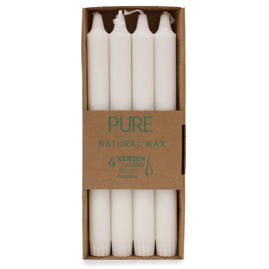 Pure Natural Wax Dinner Candle ( Pack of 4 ) - White
