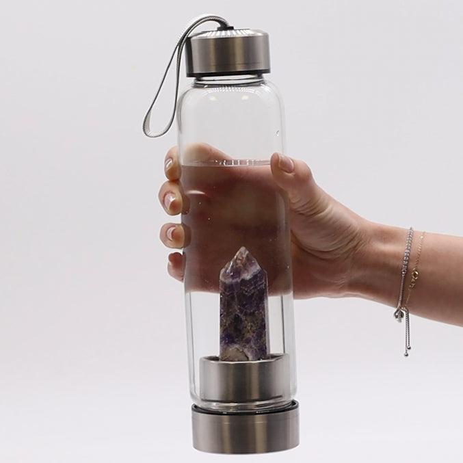 Amethyst Calming Glass Water Bottle