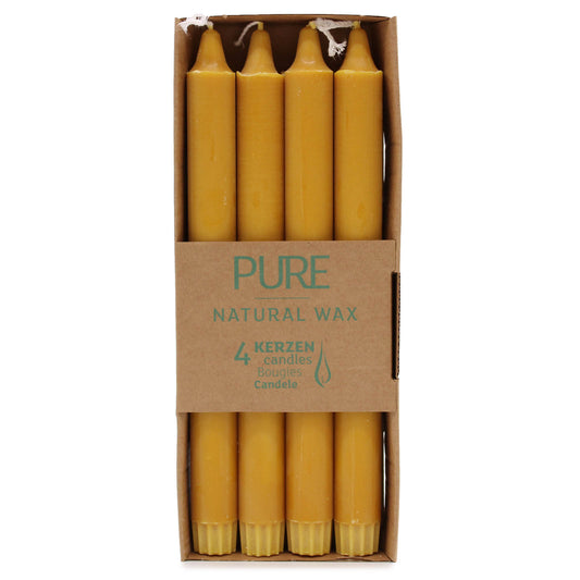 Pure Natural Wax Dinner Candle ( Pack of 4 ) - Yellow